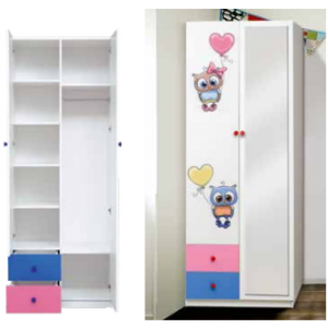 Шкаф 2-х дверный ''Совята'' комбинированный с зеркалом